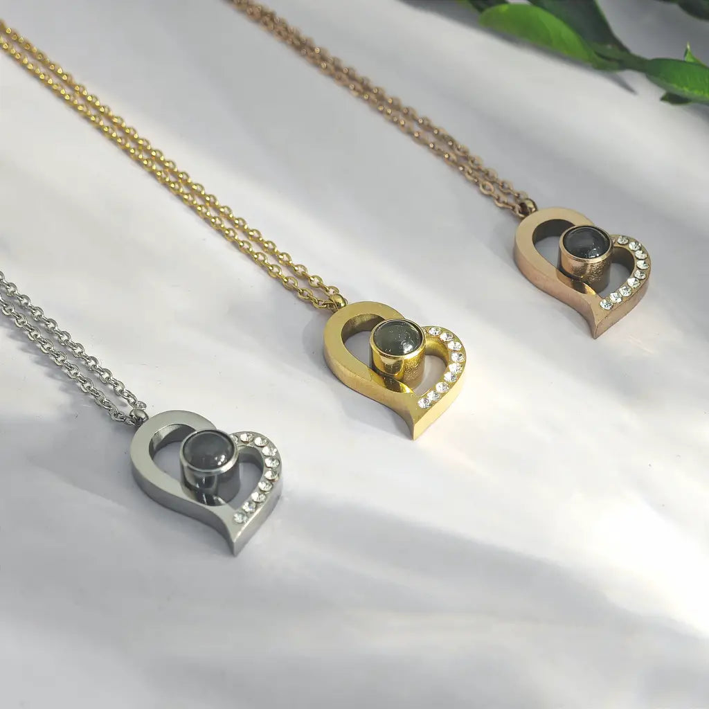 I love you in 100 languages necklace XL Forever red rose gift box