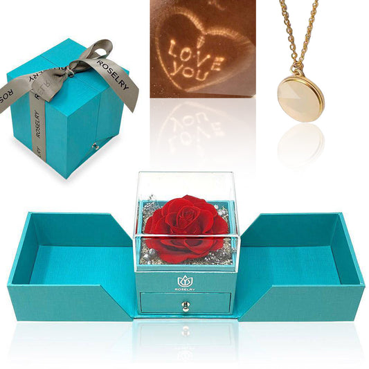 Illumination I love you necklace forever red rose