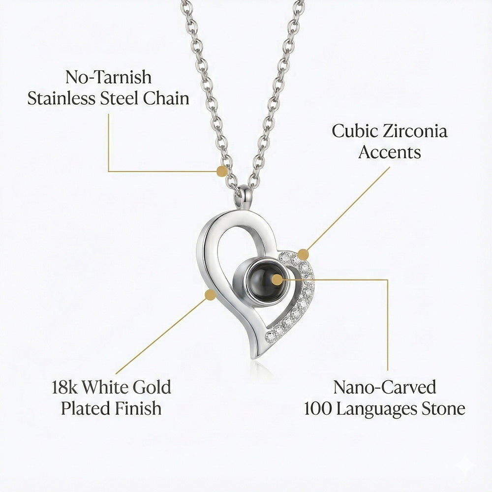Forever Rose Box & "I Love You" in 100 Languages Necklace The Ultimate Gift Set