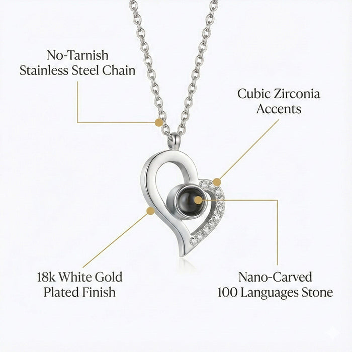Forever Rose Box & "I Love You" in 100 Languages Necklace The Ultimate Gift Set