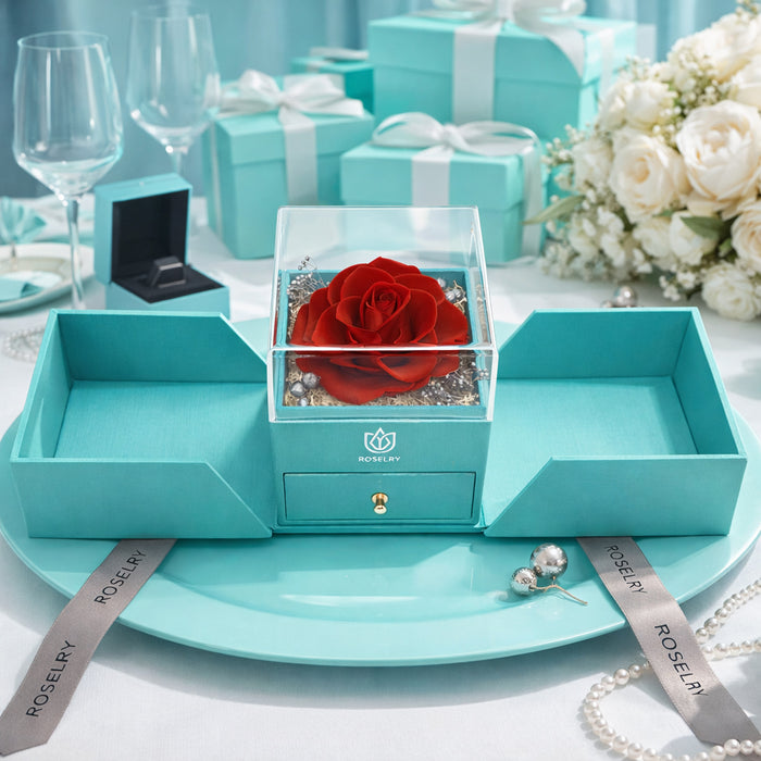 Forever Rose Box & "I Love You" in 100 Languages Necklace The Ultimate Gift Set