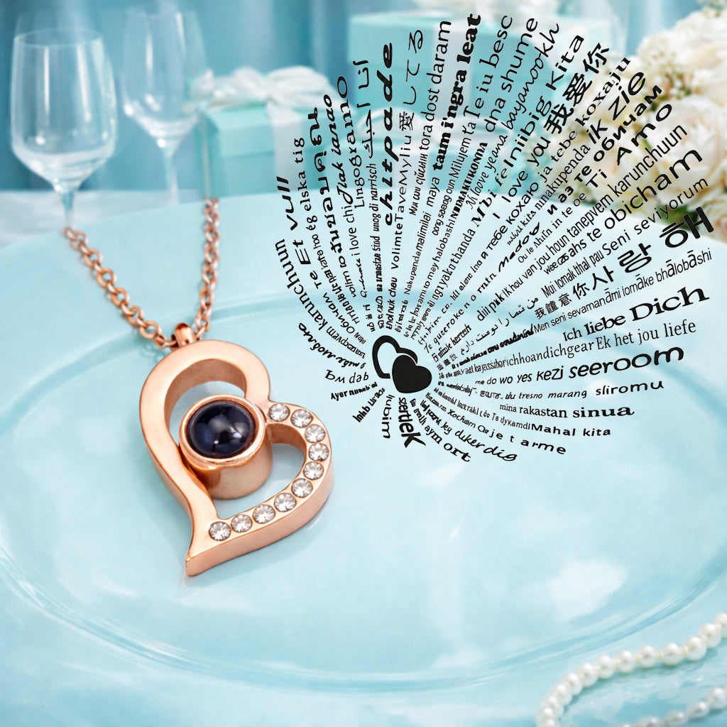 Forever Rose Box & "I Love You" in 100 Languages Necklace The Ultimate Gift Set