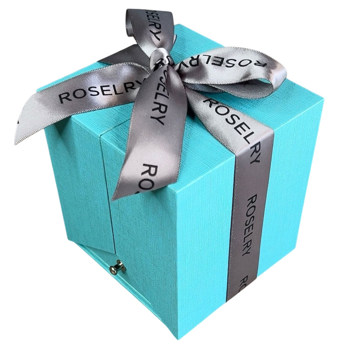 Preserved-rose keepsake box, opened to reveal the hidden QR code drawer