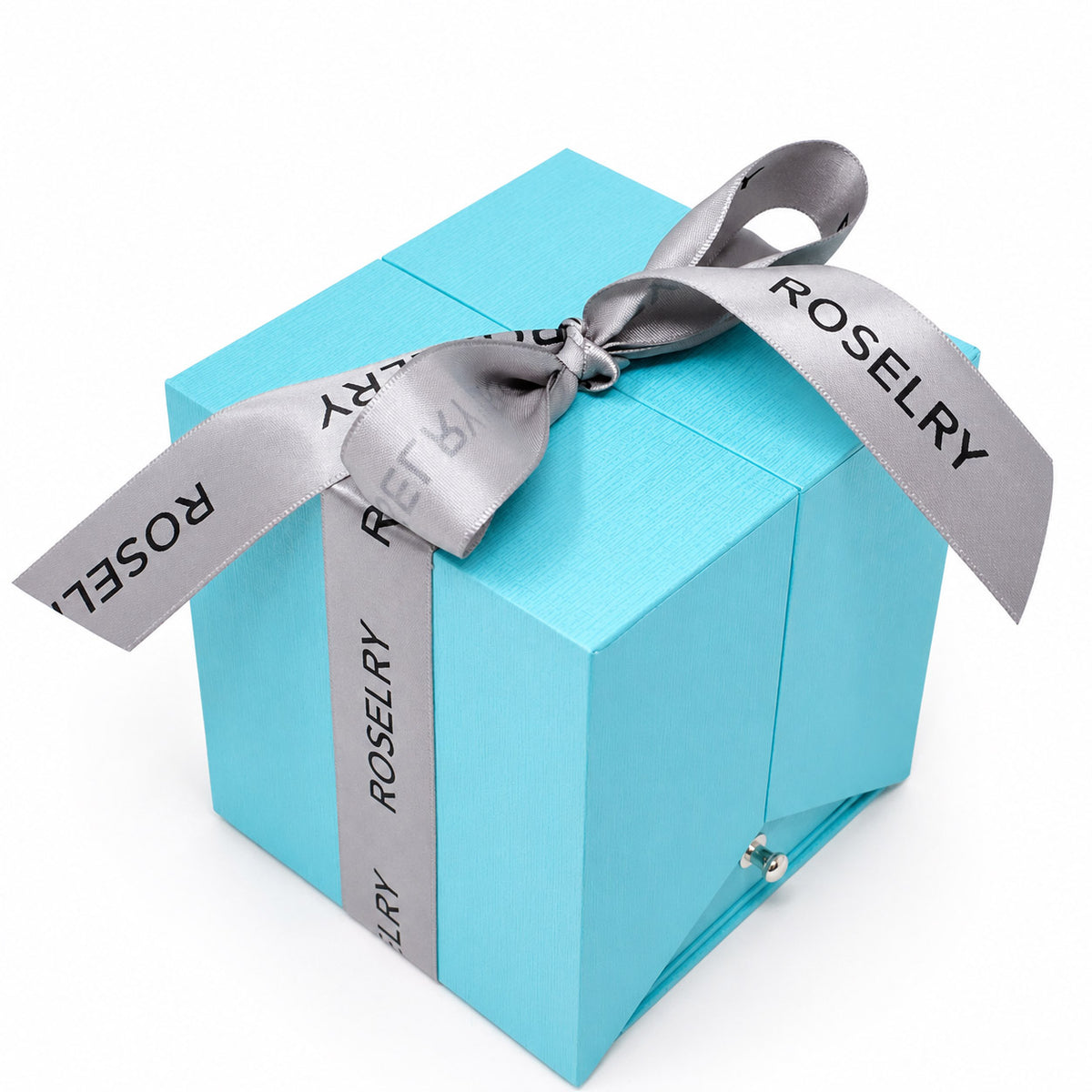 Preserved-rose keepsake box, opened to reveal the hidden QR code drawer